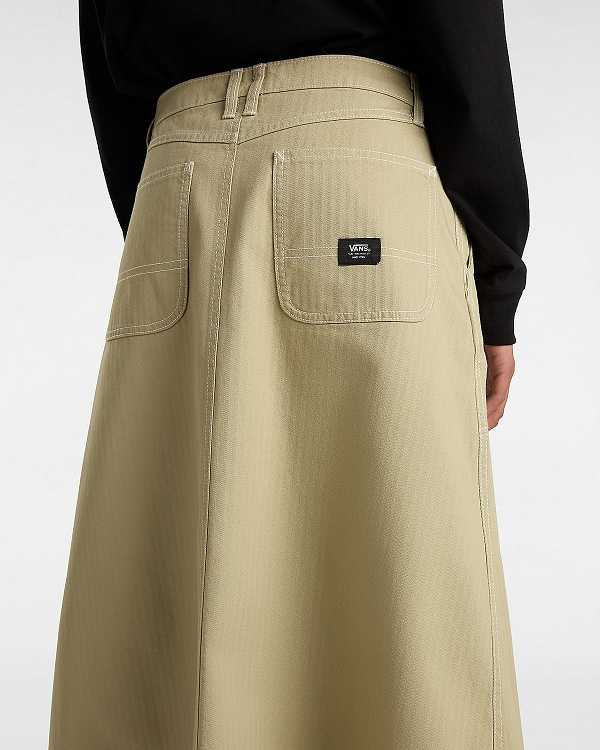 Beige Women Vans Codey Long Flare Utility Skirt Australia | VN4812056