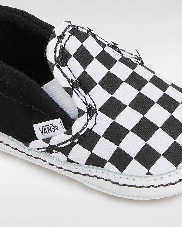 Black Kids' Vans Checkerboard Hook And Loop Crib (0-1 year) Slip On Shoes Australia | VN0628915