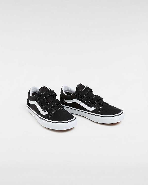 Black Kids' Vans Old Skool Hook And Loop (8-14+ years) Skate Shoes Australia | VN9120534