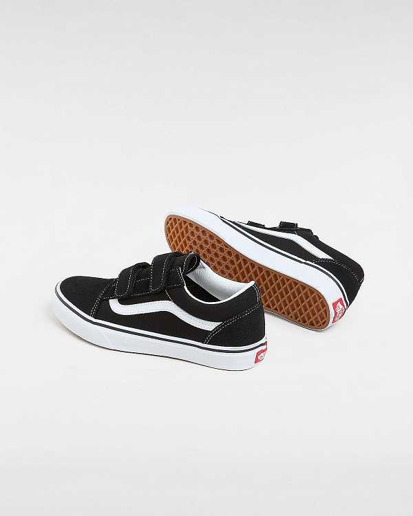 Black Kids' Vans Old Skool Hook And Loop (8-14+ years) Skate Shoes Australia | VN9120534