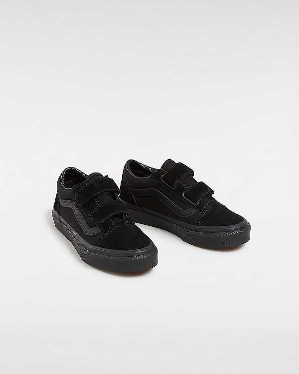 Black Kids' Vans Old Skool Hook And Loop (4-8 Years) Skate Shoes Australia | VN7149085