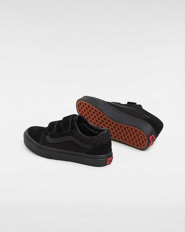 Black Kids' Vans Old Skool Hook And Loop (4-8 Years) Skate Shoes Australia | VN7149085