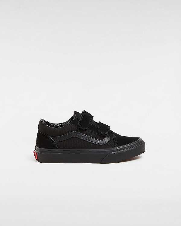 Black Kids\' Vans Old Skool Hook And Loop (4-8 Years) Skate Shoes Australia | VN7149085