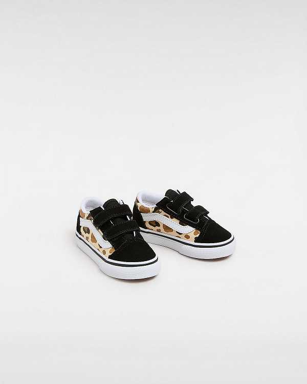 Black Kids' Vans Old Skool Hook and Loop Glitter (1-4 Years) Sneakers Australia | VN3751489