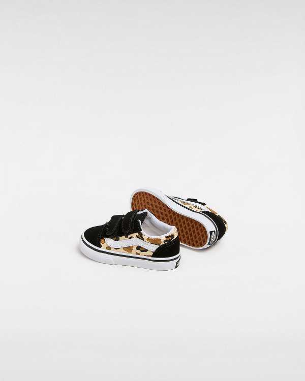 Black Kids' Vans Old Skool Hook and Loop Glitter (1-4 Years) Sneakers Australia | VN3751489