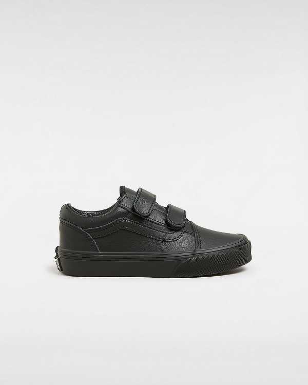 Black Kids\' Vans Old Skool Hook and Loop Classic Tumble (4-8 Years) Sneakers Australia | VN9547863