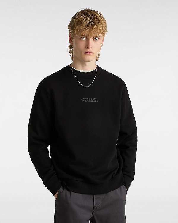 Black Men Vans Essential Relaxed Crew Sweatshirt Australia | VN7964583