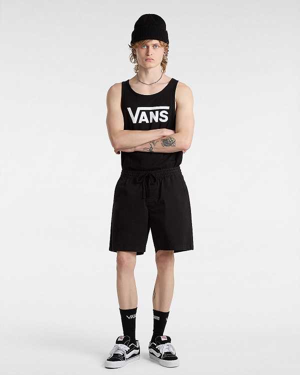 Black Men Vans Range Relaxed Elastic Shorts Australia | VN7954086