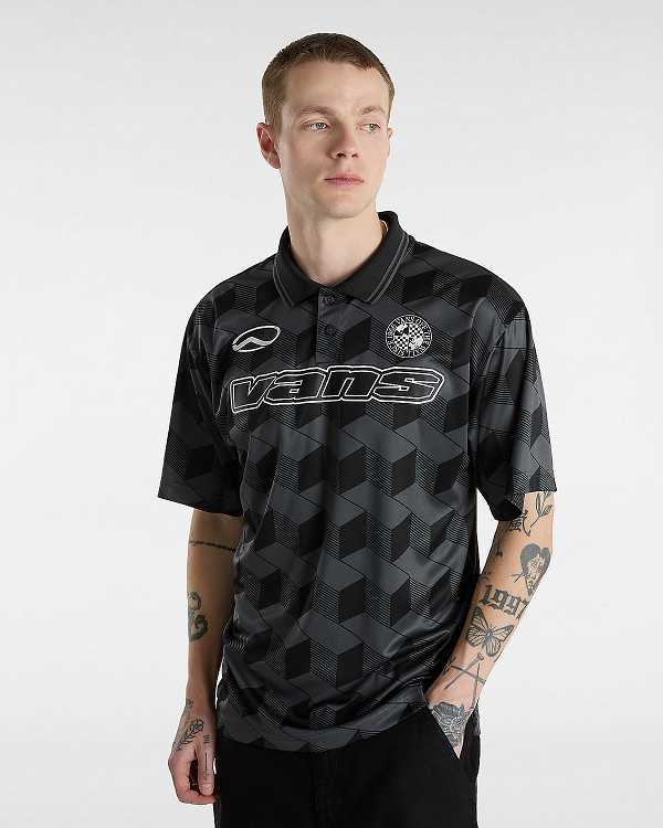 Black Men Vans Rigsby Soccer Polo Shirt Australia | VN9076385