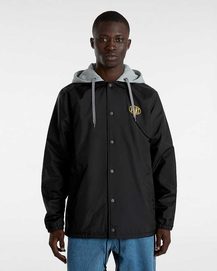 Black Men Vans Riley II Coach Jacket Australia | VN4725031