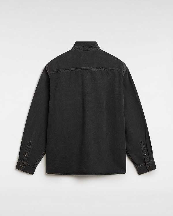 Black Men Vans Stevens Denim Long Sleeve Shirts Australia | VN0513678