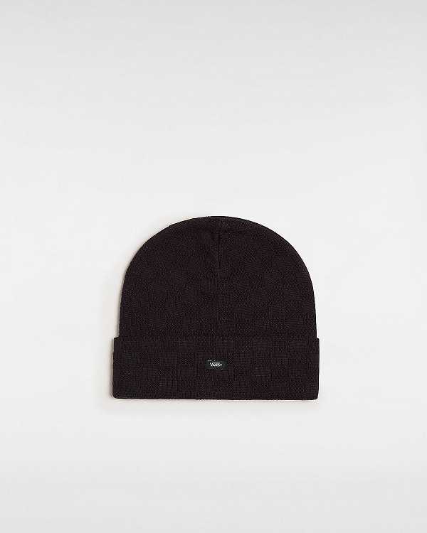 Black Unisex Vans Check Tall Cuff Beanie Australia | VN6912750