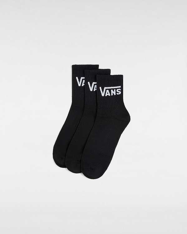 Black Unisex Vans Classic Half Crew (3 Pairs) Socks Australia | VN8043695