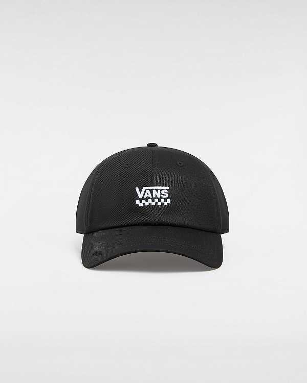 Black Unisex Vans Court Side Curved Bill Jockey Hats Australia | VN4531076