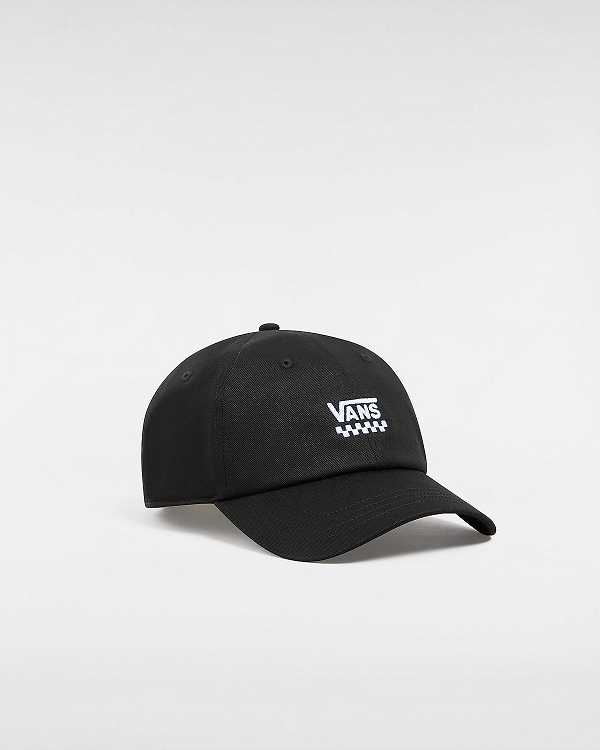 Black Unisex Vans Court Side Curved Bill Jockey Hats Australia | VN4531076