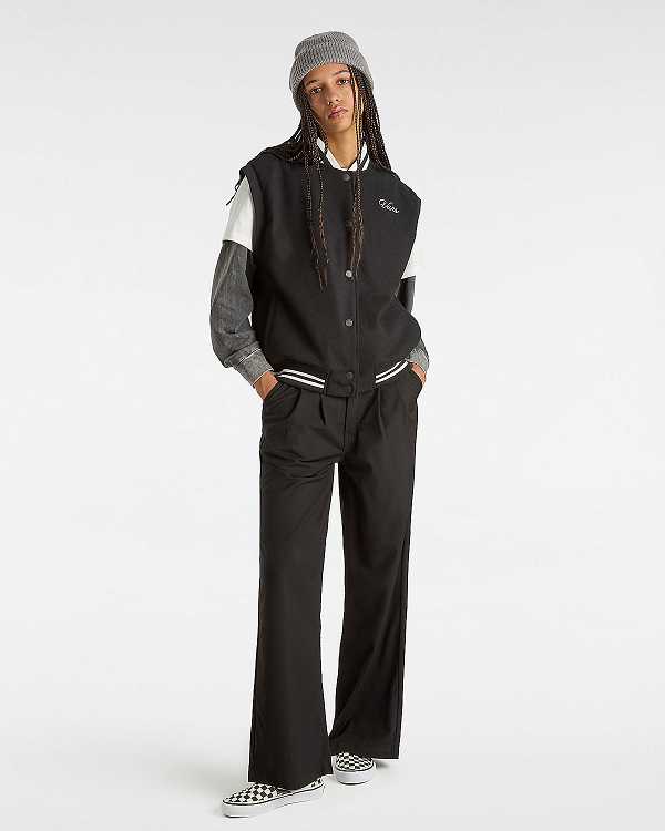 Black Women Vans Alder Relaxed Pleated Pants Australia | VN5967213