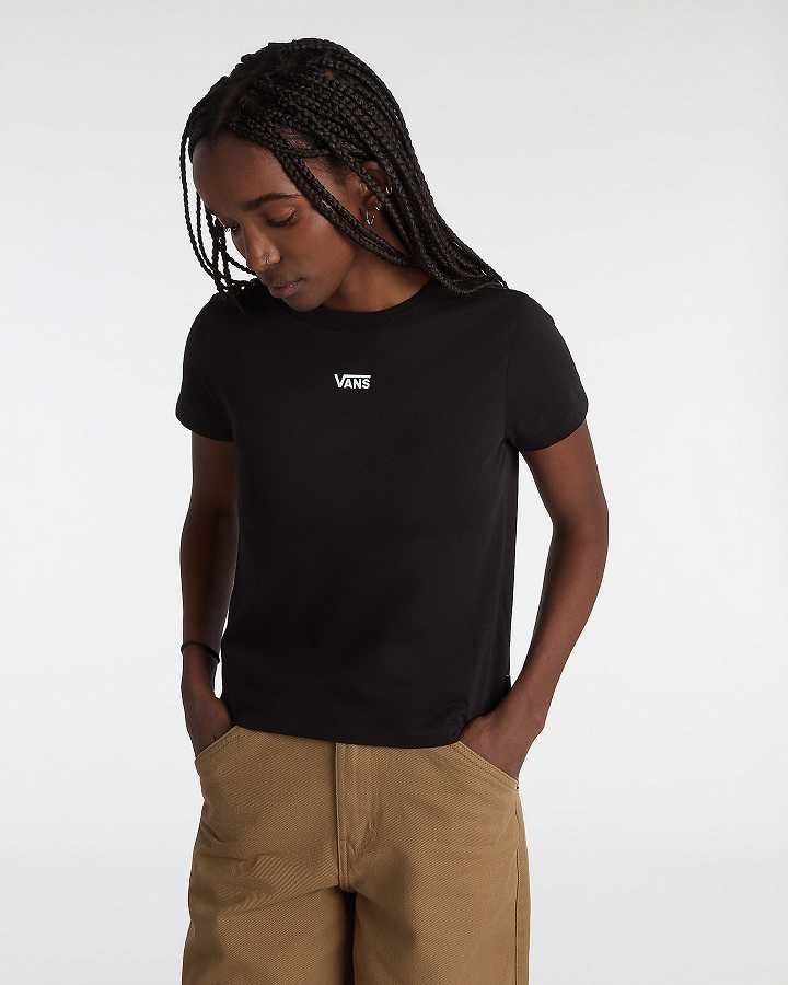 Black Women Vans Basic mini T Shirts Australia | VN2479031