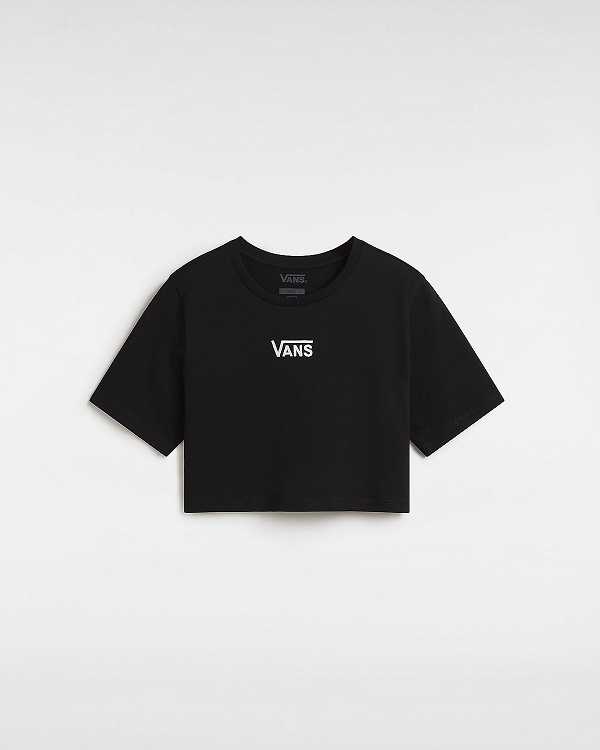 Black Women Vans Flying V Crew Crop T Shirts Australia | VN8956170