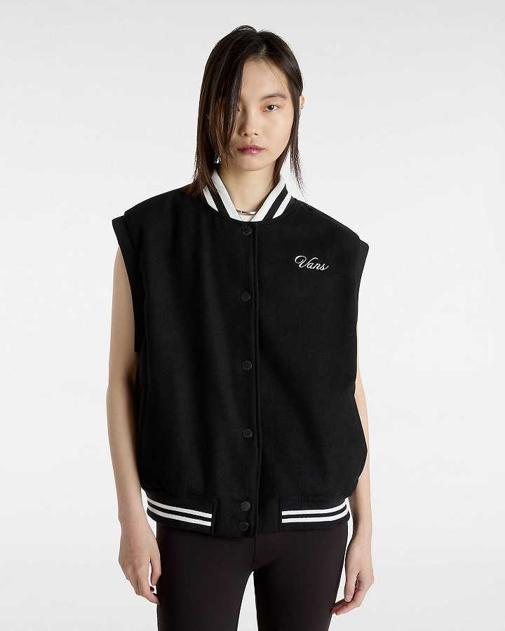 Black Women Vans Piper Stadium Vest Australia | VN5280479