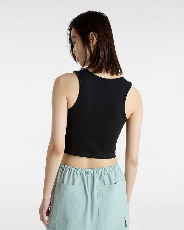 Black Women Vans Small Staple Fitted Crop Tank Top Australia | VN1058463