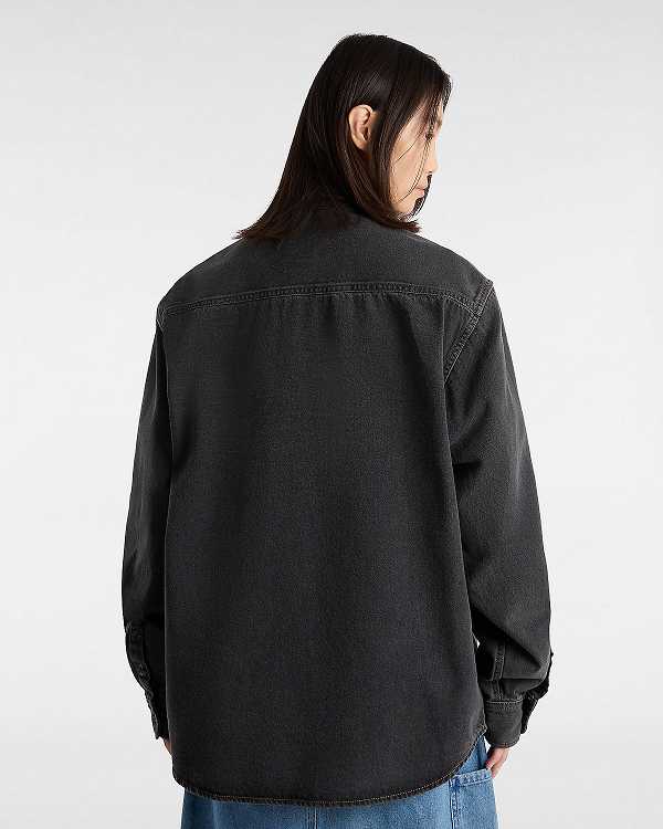 Black Women Vans Stevens Denim Long Sleeve Shirts Australia | VN8172409