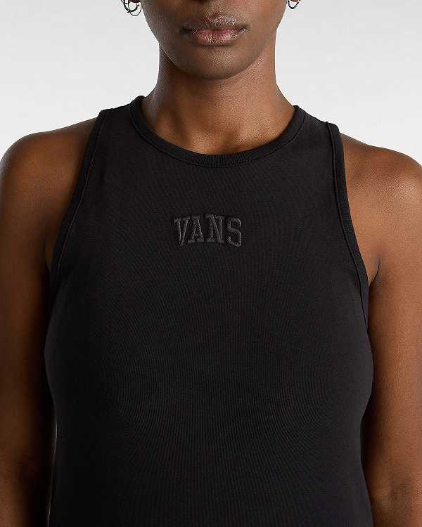 Black Women Vans Varsity Tank Dress Australia | VN6489753