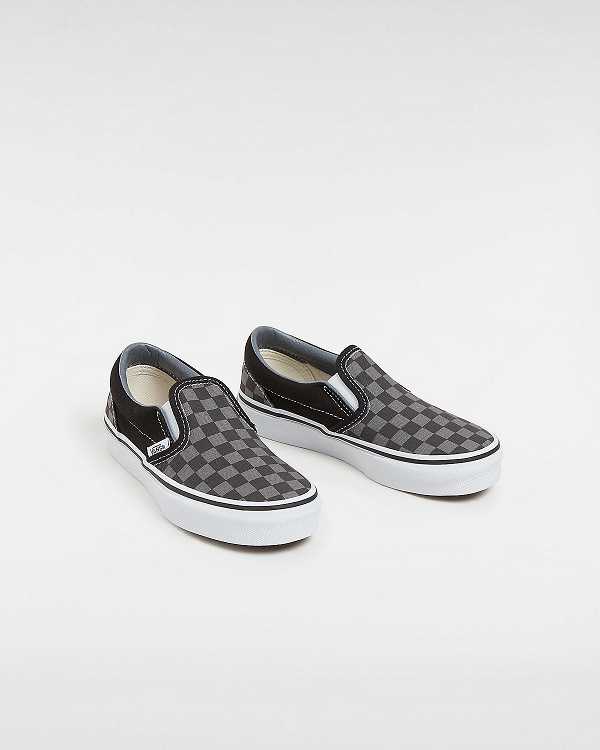 Black / White Kids' Vans Checkerboard Classic (4-8 years) Slip On Shoes Australia | VN3185704