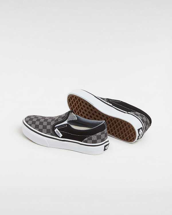 Black / White Kids' Vans Checkerboard Classic (4-8 years) Slip On Shoes Australia | VN3185704