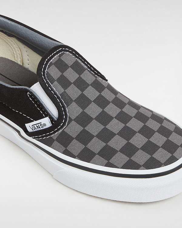 Black / White Kids' Vans Checkerboard Classic (4-8 years) Slip On Shoes Australia | VN3185704