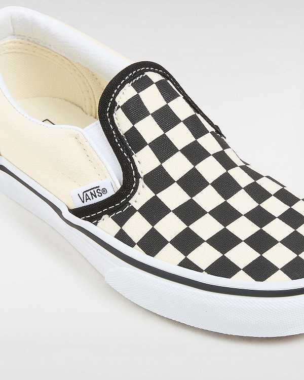 Black / White Kids' Vans Checkerboard Classic (4-8 years) Slip On Shoes Australia | VN3608475