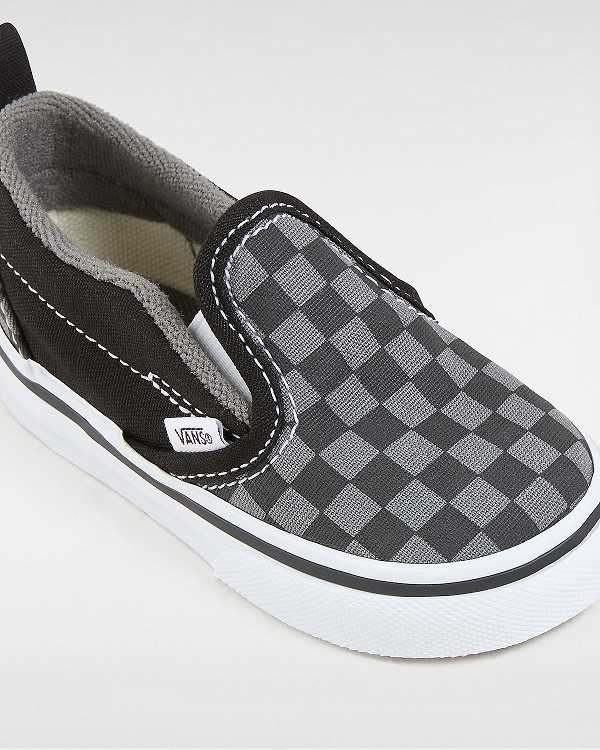 Black / White Kids' Vans Checkerboard Hook And Loop (1-4 years) Slip On Shoes Australia | VN1963058