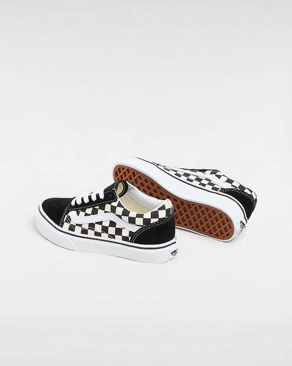 Black / White Kids' Vans Primary Check Old Skool (4-8 years) Sneakers Australia | VN6895123