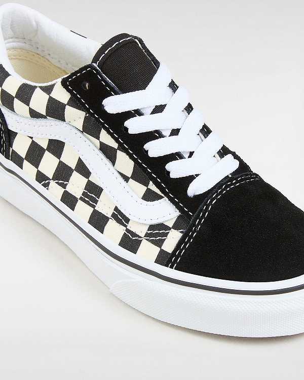 Black / White Kids' Vans Primary Check Old Skool (4-8 years) Sneakers Australia | VN6895123