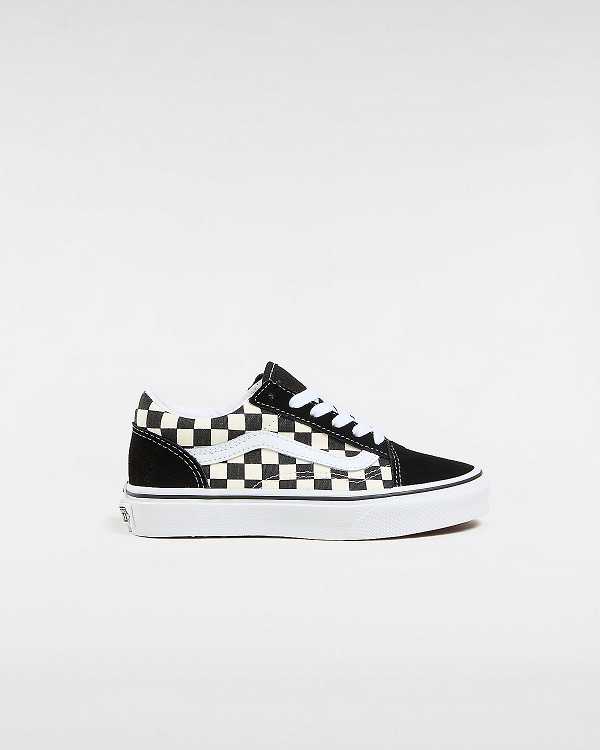 Black / White Kids\' Vans Primary Check Old Skool (4-8 years) Sneakers Australia | VN6895123