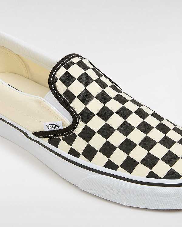 Black / White Men Vans Checkerboard Classic Slip On Shoes Australia | VN4670218