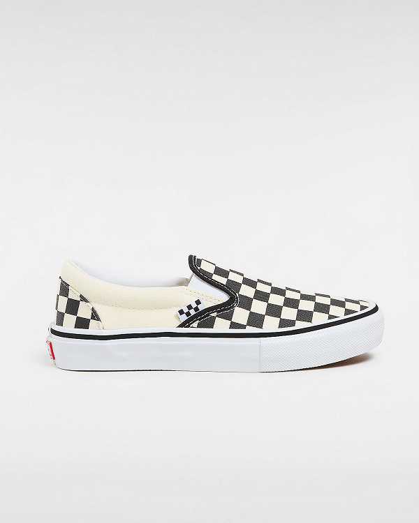 Black / White Men Vans Skate Checkerboard Slip On Shoes Australia | VN1309274