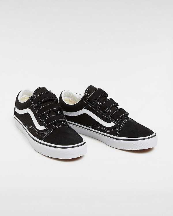 Black / White Men Vans Suede/Canvas Old Skool Hook And Loop Sneakers Australia | VN2083571