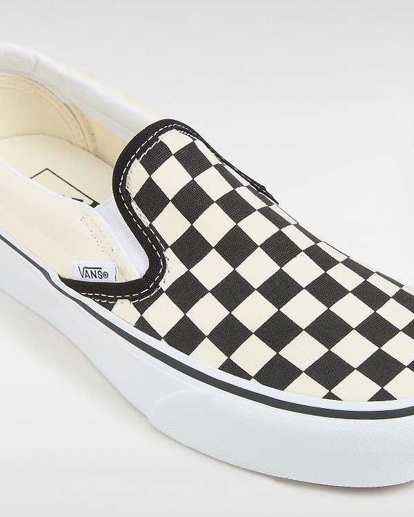 Black / White Women Vans Checkerboard Classic Slip-On Platform Shoes Australia | VN4528079