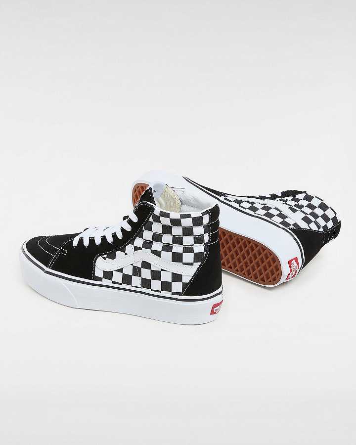 Black / White Women Vans Sk8-Hi Platform 2.0 Sneakers Australia | VN1702635