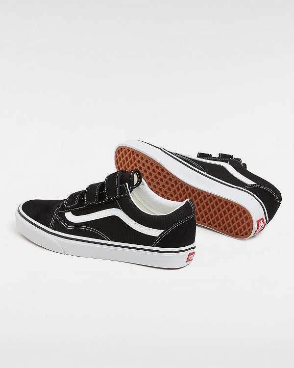 Black / White Women Vans Suede/Canvas Old Skool Hook And Loop Sneakers Australia | VN1927605