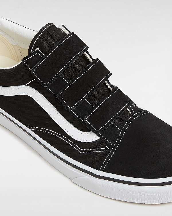 Black / White Women Vans Suede/Canvas Old Skool Hook And Loop Sneakers Australia | VN1927605