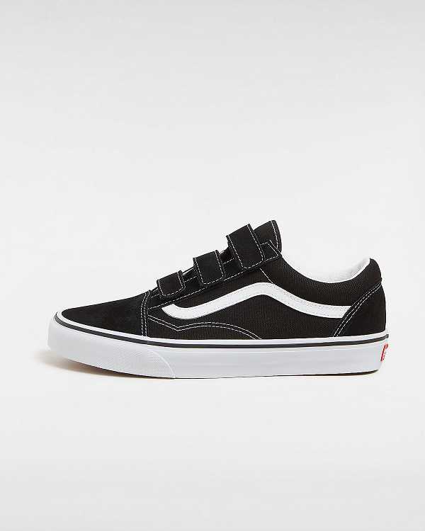 Black / White Women Vans Suede/Canvas Old Skool Hook And Loop Sneakers Australia | VN1927605