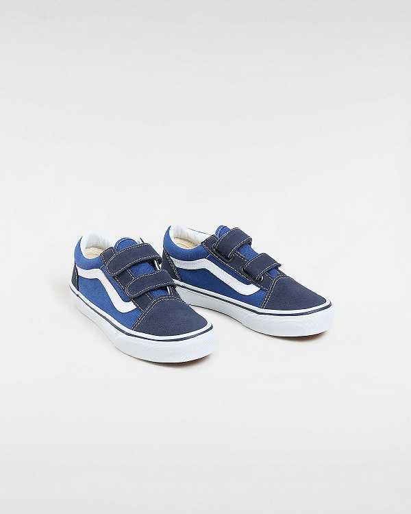 Blue Kids' Vans Old Skool Velcro (4-8 years) Sneakers Australia | VN0213958