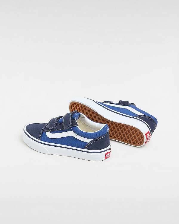 Blue Kids' Vans Old Skool Velcro (4-8 years) Sneakers Australia | VN0213958