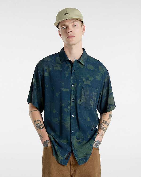 Blue Men Vans Camp Loose Collar Shirts Australia | VN0319587