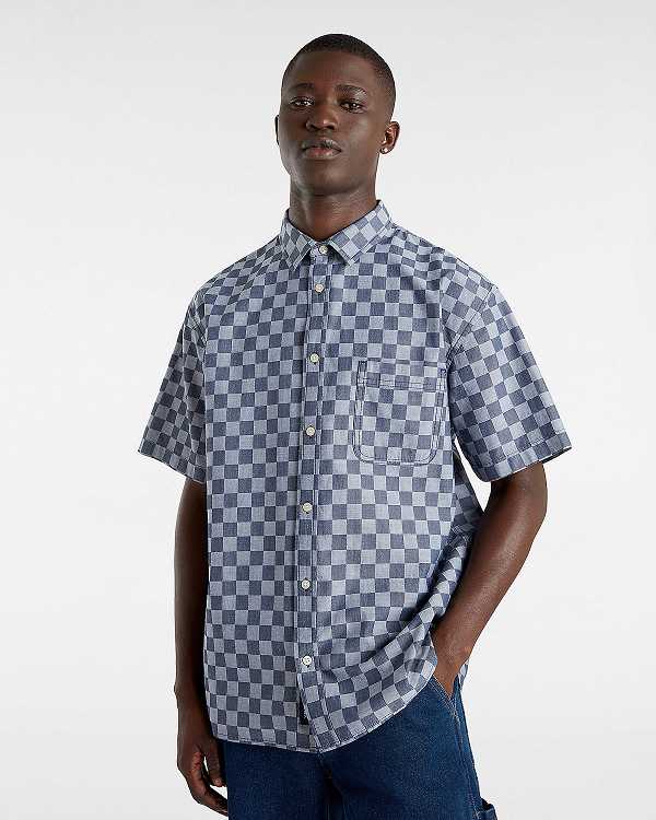 Blue Men Vans Wade Checkerboard Shirts Australia | VN1826947