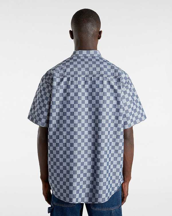 Blue Men Vans Wade Checkerboard Shirts Australia | VN1826947