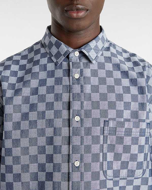 Blue Men Vans Wade Checkerboard Shirts Australia | VN1826947