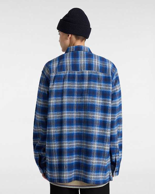 Blue Women Vans Montwood Zip Flannel Shirts Australia | VN0392578