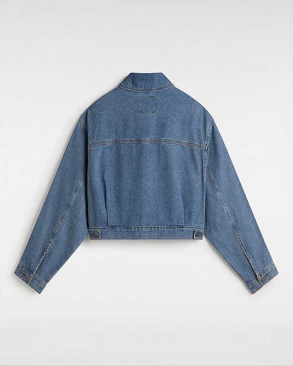 Blue Women Vans Raynes Denim Crop Jacket Australia | VN4258079